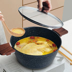 Marmite à soupe universelle en aluminium antiadhésive avec couvercle, grandes casseroles avec manche en bois pour cuisinière à gaz, ustensiles de cuisine ménagers l'atelier des ustensiles
