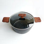 Marmite à soupe universelle en aluminium antiadhésive avec couvercle, grandes casseroles avec manche en bois pour cuisinière à gaz, ustensiles de cuisine ménagers l'atelier des ustensiles