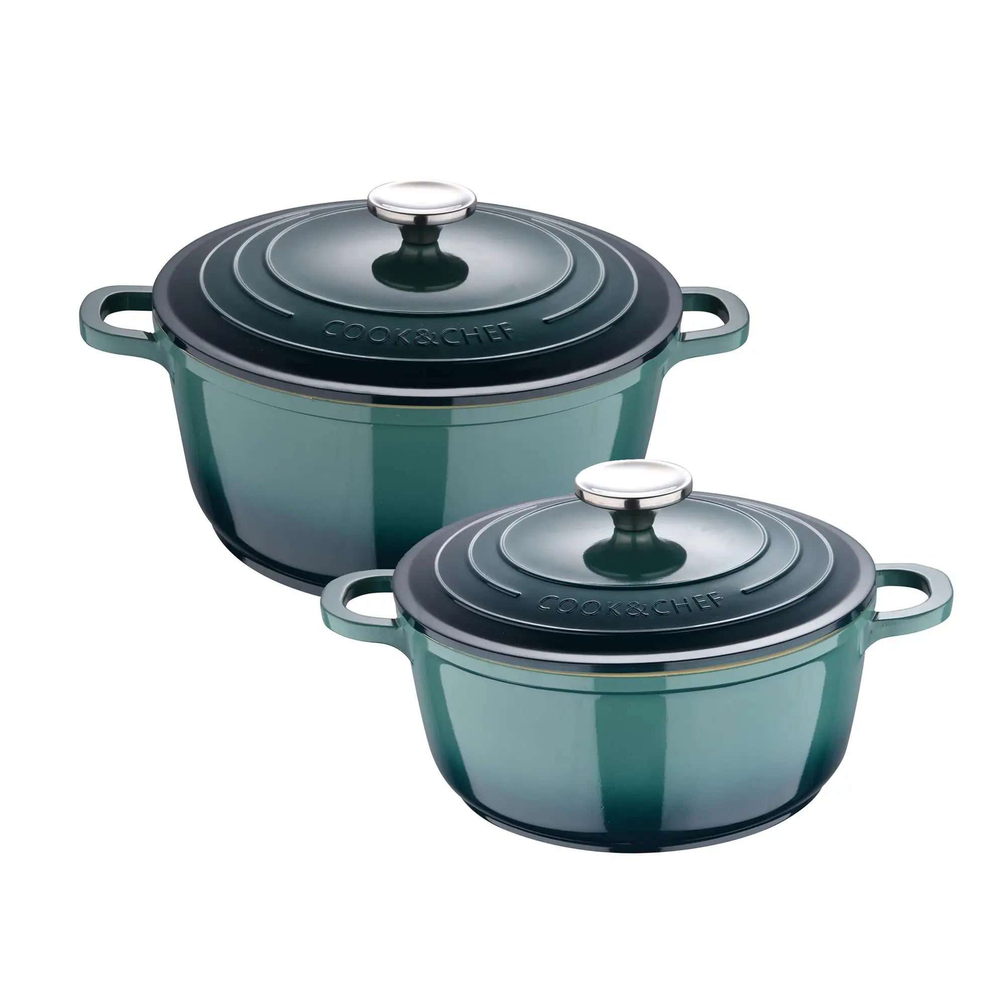 Set of 2 Aluminum Casserole Dishes with Lids 2024cm + 2 Green Stoneware Oven Dishes + 2 Kitchen Utensils (Spoon, Spatula) l'atelier des ustensiles