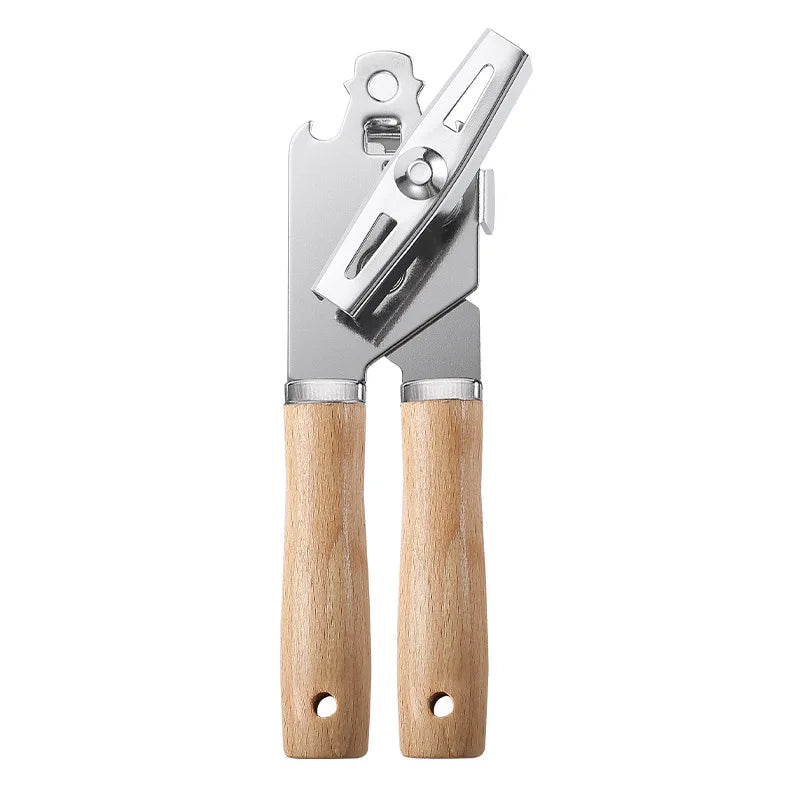 Creative 9-Piece Stainless Steel Wooden Handle Kitchen Gadget Set Egg Beater Garlic Press Can Opener Baking Utensils (Food Safe) l'atelier des ustensiles