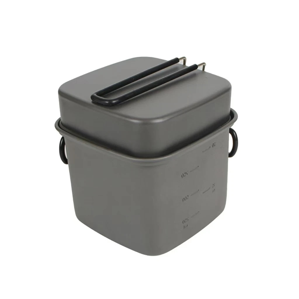 Outdoor Camping Square Pot Foldable Portable Aluminum Alloy Lunch Box Frying Pan Cooking Pot Fishing Hiking Cycling Utensil Set l'atelier des ustensiles