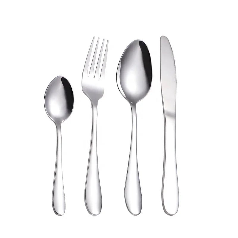 Stainless Steel Tableware 1012 Knife, Fork and Spoon Simple Style Gold-plated Tableware 4-piece Gift Box Set l'atelier des ustensiles