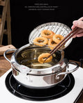 YUEDISI Japanese Style 304 Stainless Steel Kitchen Tempura Fryer Pan Deep Frying Pot with Thermometer for Induction Cooker l'atelier des ustensiles