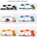 Customized 7-Piece Cast Iron Cookware Set Red Enamel Coated Kitchen Casserole Pot Durable Minimalist Metal Design Low MOQ l'atelier des ustensiles
