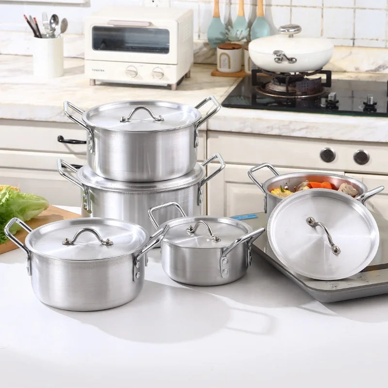 Factory Wholesale Classic 5pcs  Aluminum Alloy Panelas Cookware Set 16cm 18cm 20cm 22cm 24cm Kitchen Cooking Pot Casserole l'atelier des ustensiles