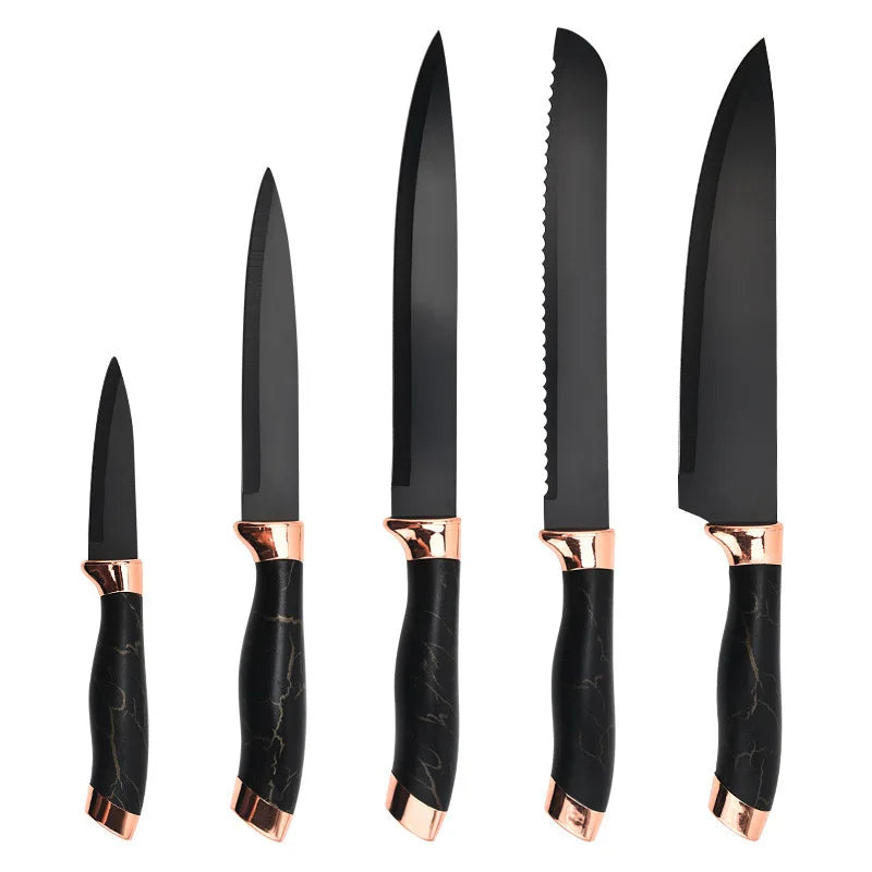 6 PCS Non Stick Coating Kitchen Knife Set With Gift Box Multiple Sizes Stainless Steel Knife Set for Kitchen l'atelier des ustensiles