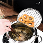 YUEDISI Japanese Style 304 Stainless Steel Kitchen Tempura Fryer Pan Deep Frying Pot with Thermometer for Induction Cooker l'atelier des ustensiles