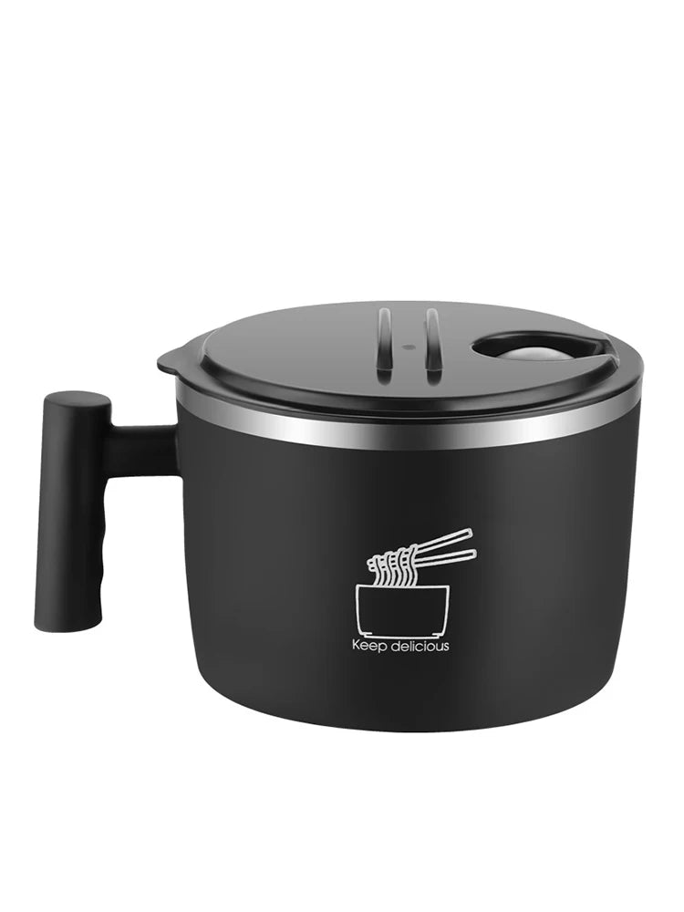 Stainless Steel Bowl With Lid for Instant Noodles Sealed Portable Drain Bowl Kitchen Utensils Instant Noodle Partner l'atelier des ustensiles