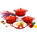 Custom Logo 4-Piece Classic Design Enamel Casserole Set Iron Pot Dutch Oven for Home Kitchen Cooking Made of Durable Metal l'atelier des ustensiles