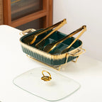 US Warehouse Rectangular Ceramic Casserole Warming Trays Gold Plating Serving Dishes for Buffet Weddings Drop Shipping l'atelier des ustensiles
