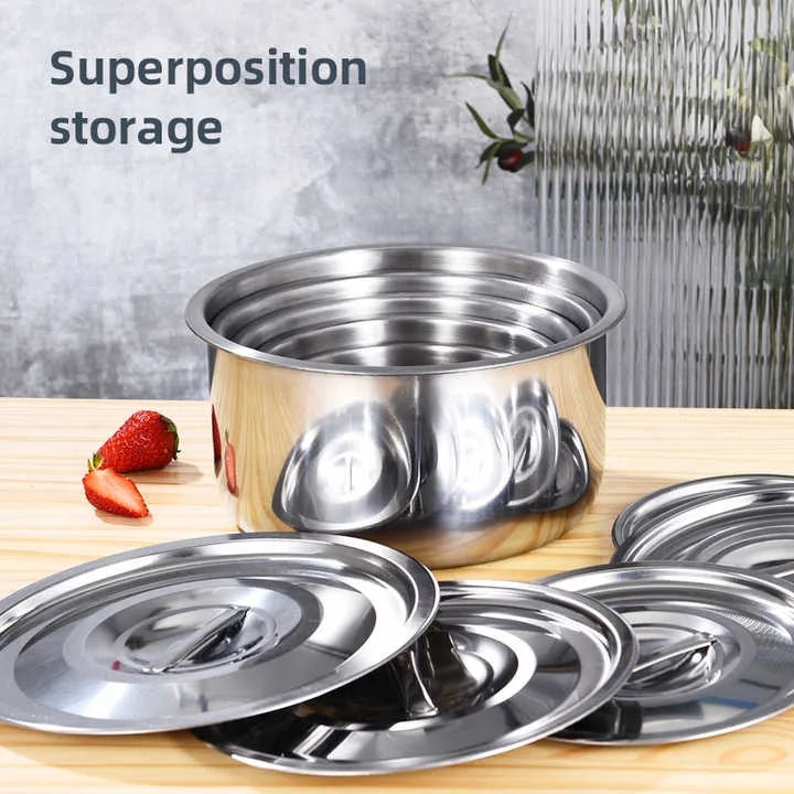 Factory Direct Sale Classic Design 5 PCS Stainless Steel Soup Pot Cookware Sets Silver Pots Kitchen l'atelier des ustensiles