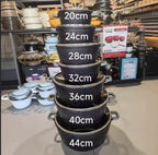 Luxury Black Granite Cookware Set 14pcs 20cm-44cm Jumbo Size Casserole Aluminum Non Stick Cooking Pot Set Gift Box Packing l'atelier des ustensiles