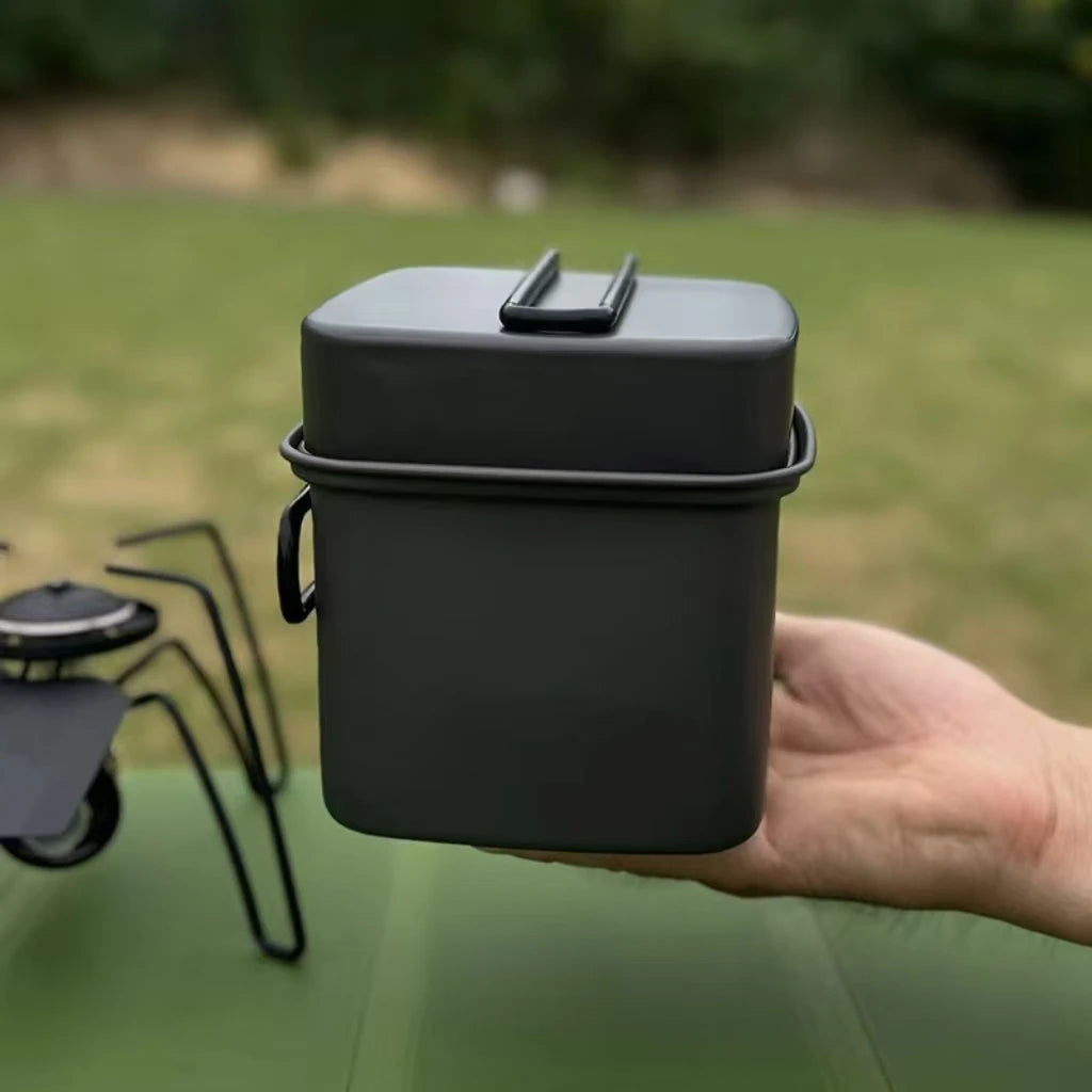 Outdoor Camping Square Pot Foldable Portable Aluminum Alloy Lunch Box Frying Pan Cooking Pot Fishing Hiking Cycling Utensil Set l'atelier des ustensiles