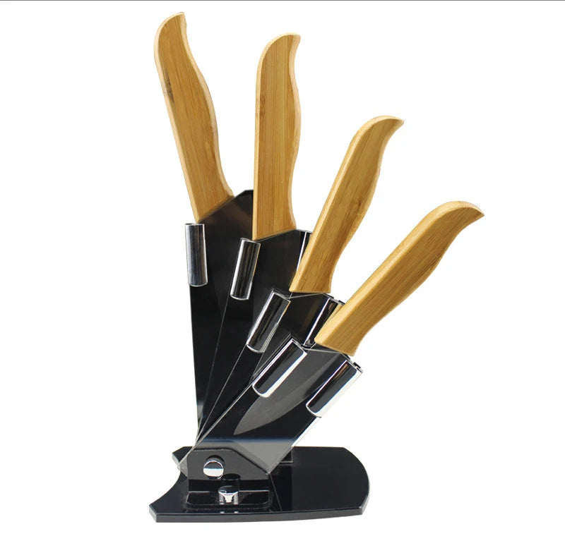 4Pcs Eco-Friendly Stainless Steel Sharp Kitchen Modern Knife Set Wooden Handle Holder Customizable Logo UNIVERSEA Brand Good l'atelier des ustensiles