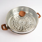 Aluminum Non-stick Deep Fry Pan Wok Casserole Marble Coating with Steamer Glass Lid Multi-functional Induction Base Cooking Pot l'atelier des ustensiles