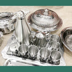 Popular Africa Kitchen Stainless Steel Cookware Set Food Warmer Container Casserole 28pcs Pot Set With Water Jug for Tableware l'atelier des ustensiles