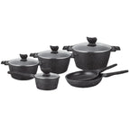 BOREINE Beige Marble Modern 10-Piece Kitchen Cookware Set Glass Cover Casserole Aluminium Deep Fry Pan  Eco-Friendly Non-Stick l'atelier des ustensiles