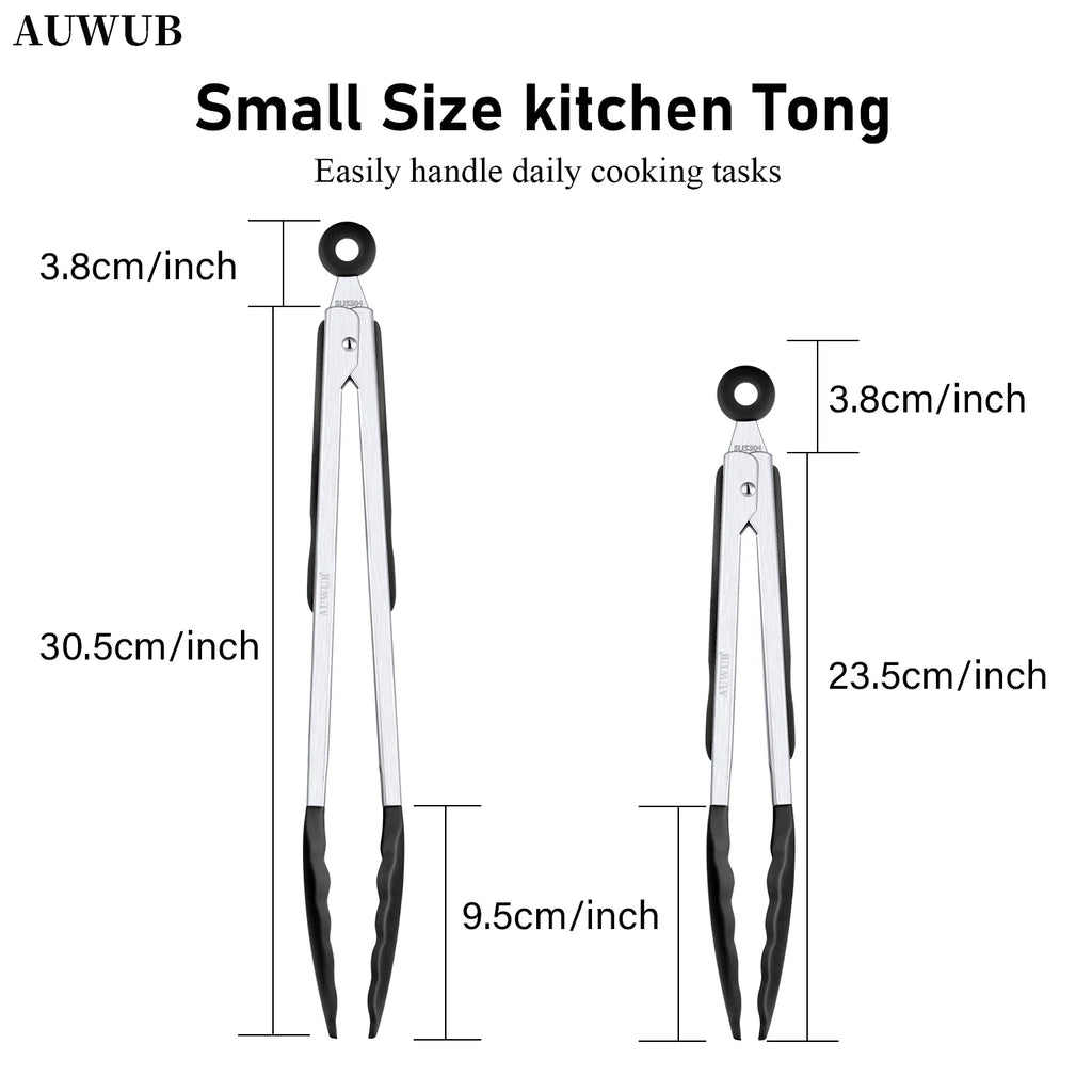 9+12 Inch Silicone Food Tong Stainless Steel Silicone Non-slip Cooking Clip Clamp BBQ Salad Tools Cooking Kitchen Accessories l'atelier des ustensiles