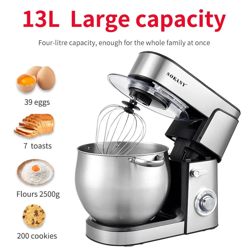 Premium Brand Sokany624Dough Kneading Machine Food Mini Stand Mixer Food Processor 13 Litres l'atelier des ustensiles
