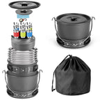 Lightweight Portable and Complete Aluminum Camping Set Multi-Use Cookware with Frying Pan, Kettle, and Utensils for Hiking l'atelier des ustensiles