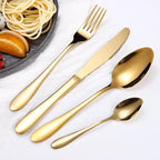 Stainless Steel Tableware 1012 Knife, Fork and Spoon Simple Style Gold-plated Tableware 4-piece Gift Box Set l'atelier des ustensiles