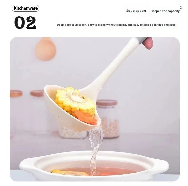 Household Silicone Spatula Soup Spoon Kitchen Utensils Anti-scalding High Temperature Resistant Daily Use Non-Stick l'atelier des ustensiles
