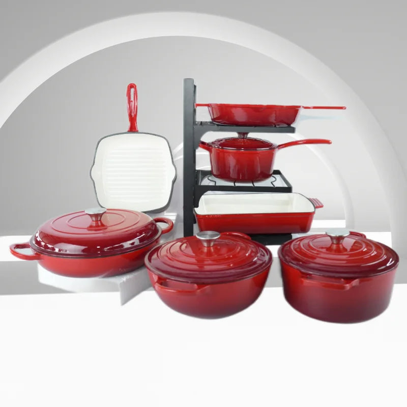 Custom Kitchen Minimalist Enameled Cast Iron Pots Pans  Induction Dutch Oven Casserole Fry Pan Oven Set l'atelier des ustensiles