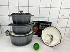 7pcs Enamel Cast Iron Cookware Set Casserole 22/24/28cm and Frying Pan 26cm Heavy Duty Kitchenware Sets for Wholesale Suppliers l'atelier des ustensiles