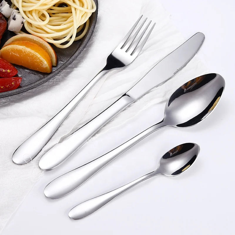 Stainless Steel Tableware 1012 Knife, Fork and Spoon Simple Style Gold-plated Tableware 4-piece Gift Box Set l'atelier des ustensiles