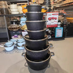 Luxury Black Granite Cookware Set 14pcs 20cm-44cm Jumbo Size Casserole Aluminum Non Stick Cooking Pot Set Gift Box Packing l'atelier des ustensiles