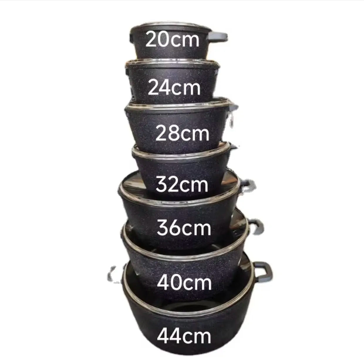 Luxury Black Granite Cookware Set 14pcs 20cm-44cm Jumbo Size Casserole Aluminum Non Stick Cooking Pot Set Gift Box Packing l'atelier des ustensiles