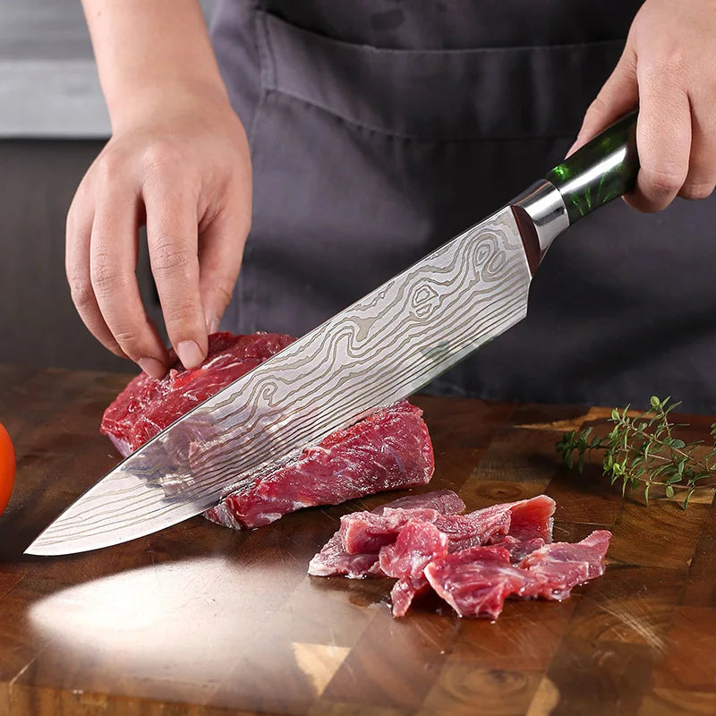 Wholesale 10pcs Multifunction Household Damascus Steel Kitchen Knife Set Custom Knives Sets for Chefs Knives l'atelier des ustensiles