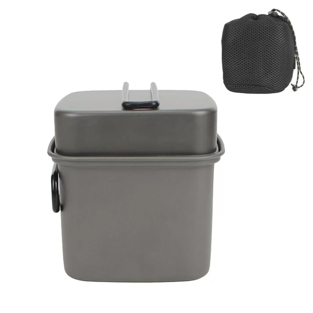 Outdoor Camping Square Pot Foldable Portable Aluminum Alloy Lunch Box Frying Pan Cooking Pot Fishing Hiking Cycling Utensil Set l'atelier des ustensiles
