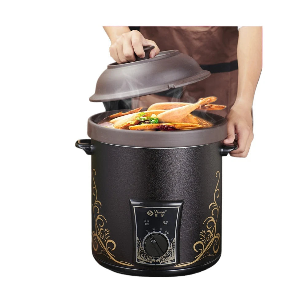 8L 10L Casserole Red Pottery Electric Casserole Pot Commercial Porridge Soup Pot Household Smart Stew Pot l'atelier des ustensiles