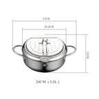 YUEDISI Japanese Style 304 Stainless Steel Kitchen Tempura Fryer Pan Deep Frying Pot with Thermometer for Induction Cooker l'atelier des ustensiles