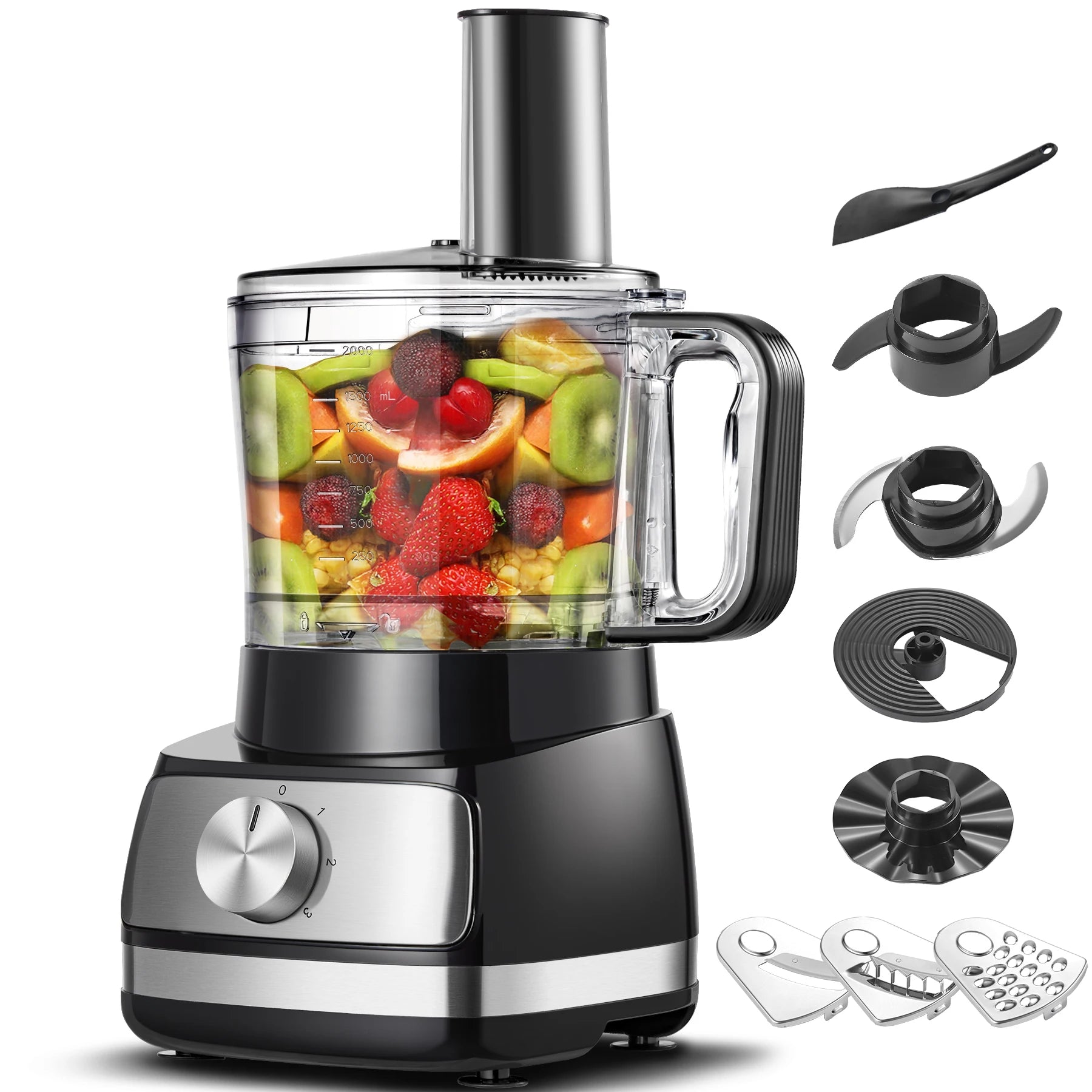 Silver Food Processor, 6-in-1 Food Processor and Blender Multifunctional for Chopping,Slicing,Shredding and Kneading Dough l'atelier des ustensiles