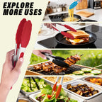 9+12 Inch Silicone Food Tong Stainless Steel Silicone Non-slip Cooking Clip Clamp BBQ Salad Tools Cooking Kitchen Accessories l'atelier des ustensiles