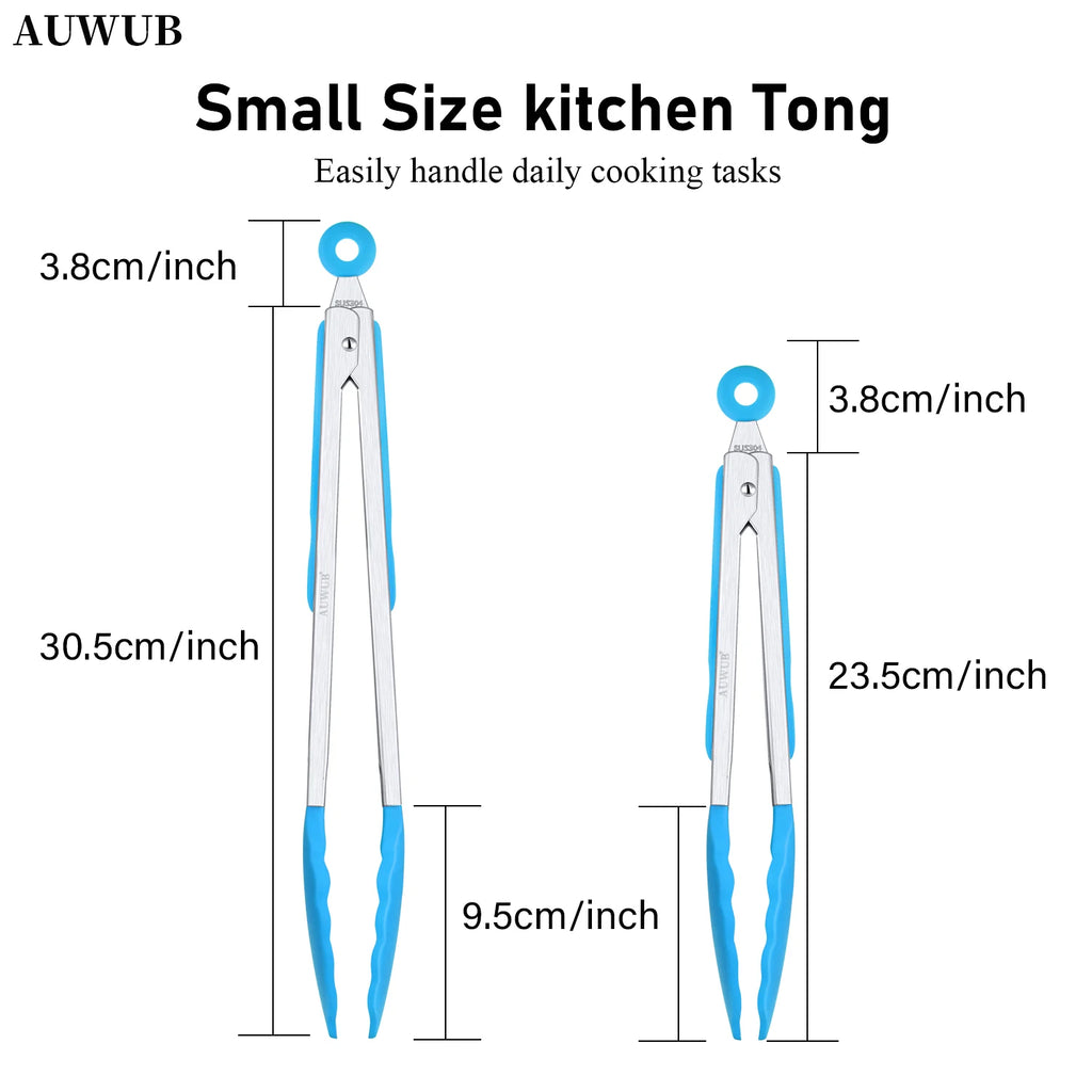 9+12 Inch Silicone Food Tong Stainless Steel Silicone Non-slip Cooking Clip Clamp BBQ Salad Tools Cooking Kitchen Accessories l'atelier des ustensiles