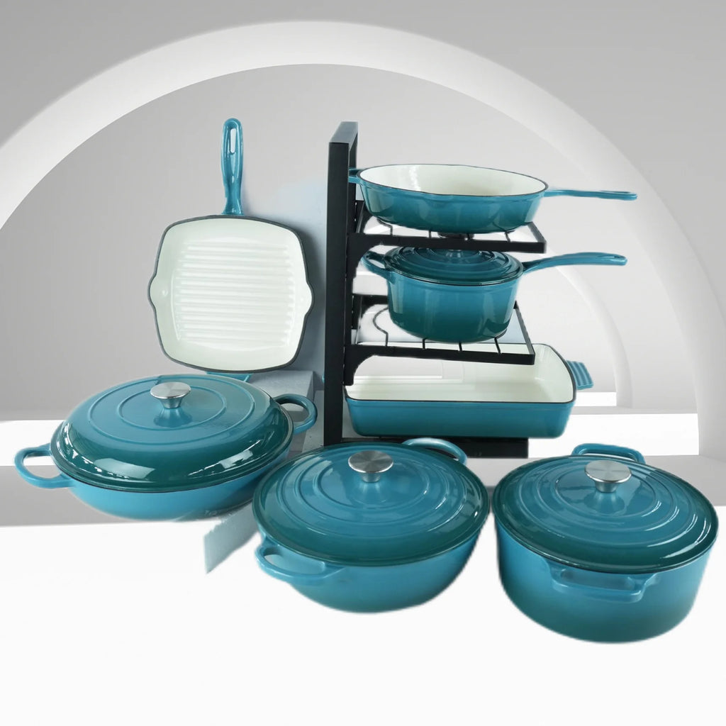 Custom Kitchen Minimalist Enameled Cast Iron Pots Pans  Induction Dutch Oven Casserole Fry Pan Oven Set l'atelier des ustensiles