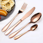 Stainless Steel Tableware 1012 Knife, Fork and Spoon Simple Style Gold-plated Tableware 4-piece Gift Box Set l'atelier des ustensiles