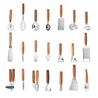 Creative 9-Piece Stainless Steel Wooden Handle Kitchen Gadget Set Egg Beater Garlic Press Can Opener Baking Utensils (Food Safe) l'atelier des ustensiles