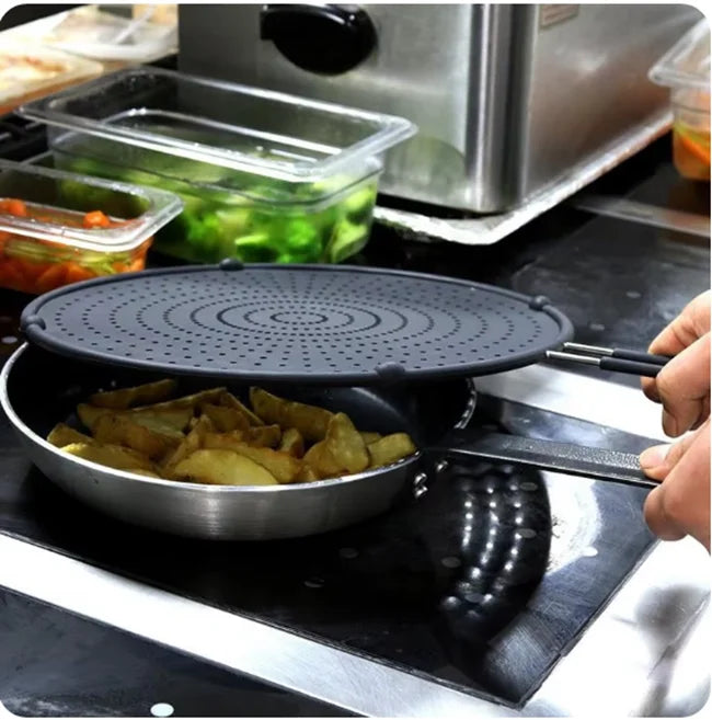 Cooking Heat Resisting Handle Frying Pan Lid Water Filter Net Silicone Splatter Screen Anti Oil Splatter Oil Splash Guard l'atelier des ustensiles