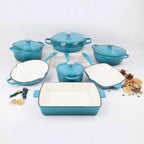 Customized 7-Piece Cast Iron Cookware Set Red Enamel Coated Kitchen Casserole Pot Durable Minimalist Metal Design Low MOQ l'atelier des ustensiles
