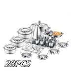 Popular Africa Kitchen Stainless Steel Cookware Set Food Warmer Container Casserole 28pcs Pot Set With Water Jug for Tableware l'atelier des ustensiles