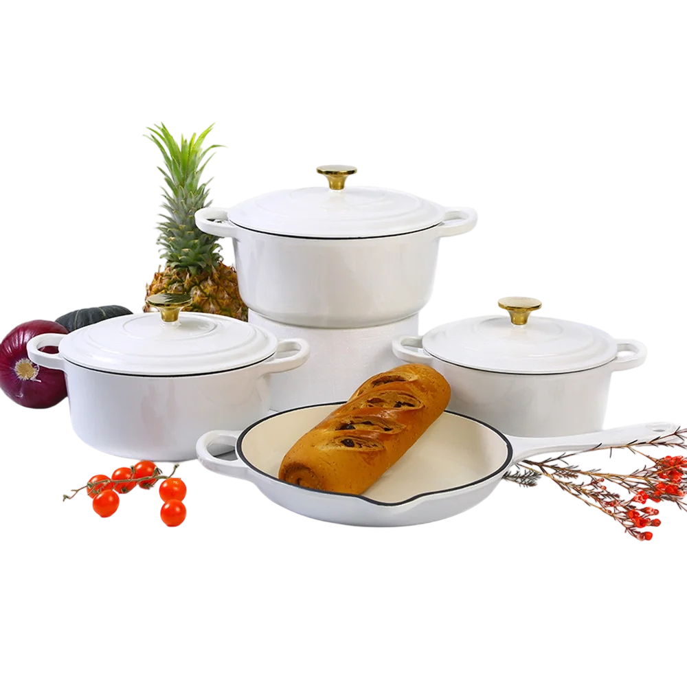 Custom Logo 4-Piece Classic Design Enamel Casserole Set Iron Pot Dutch Oven for Home Kitchen Cooking Made of Durable Metal l'atelier des ustensiles