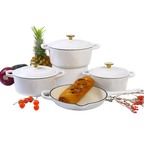 Custom Logo 4-Piece Classic Design Enamel Casserole Set Iron Pot Dutch Oven for Home Kitchen Cooking Made of Durable Metal l'atelier des ustensiles