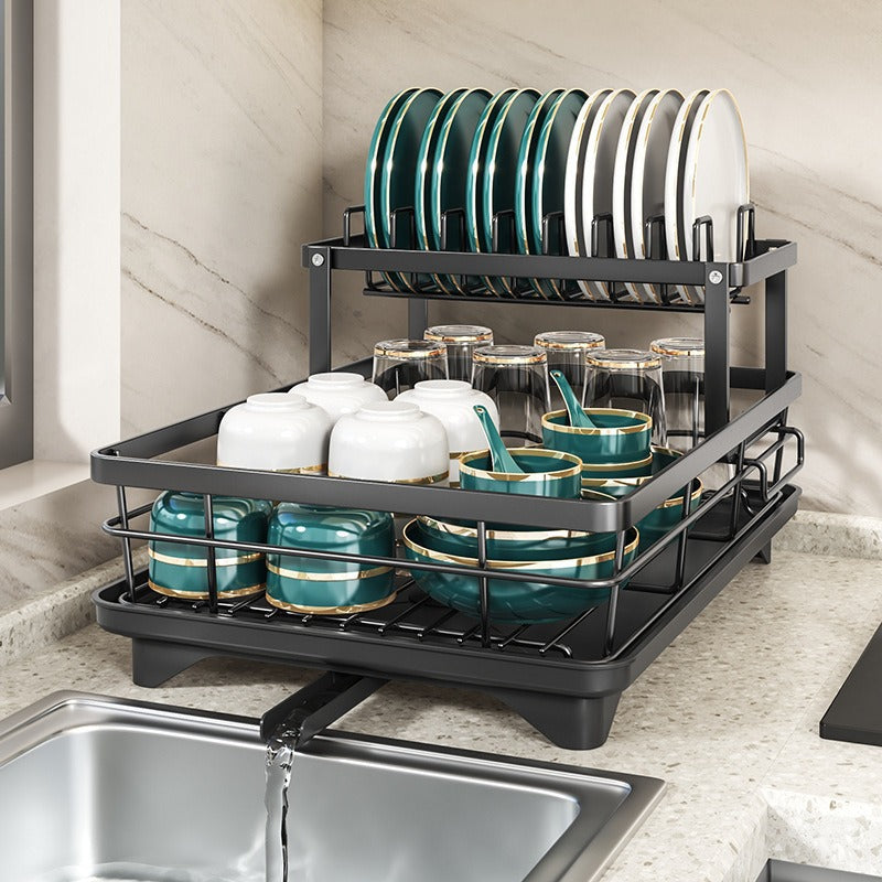 Dish Drying Rack with Cutlery Storage - Kitchen Sink Organizer for Plates, Bowls, Utensils - for Wholesale and Home Use l'atelier des ustensiles