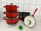 7pcs Enamel Cast Iron Cookware Set Casserole 22/24/28cm and Frying Pan 26cm Heavy Duty Kitchenware Sets for Wholesale Suppliers l'atelier des ustensiles