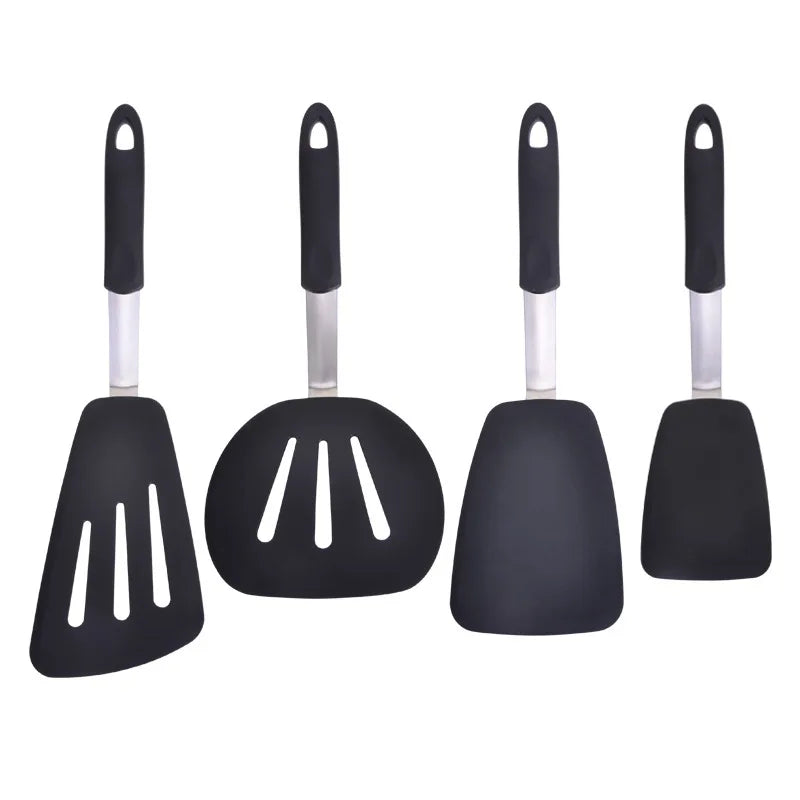 Best Heat Resistant 4 Piece Silicone Cooking Utensil Pancake Slotted Turner Spatula Set l'atelier des ustensiles