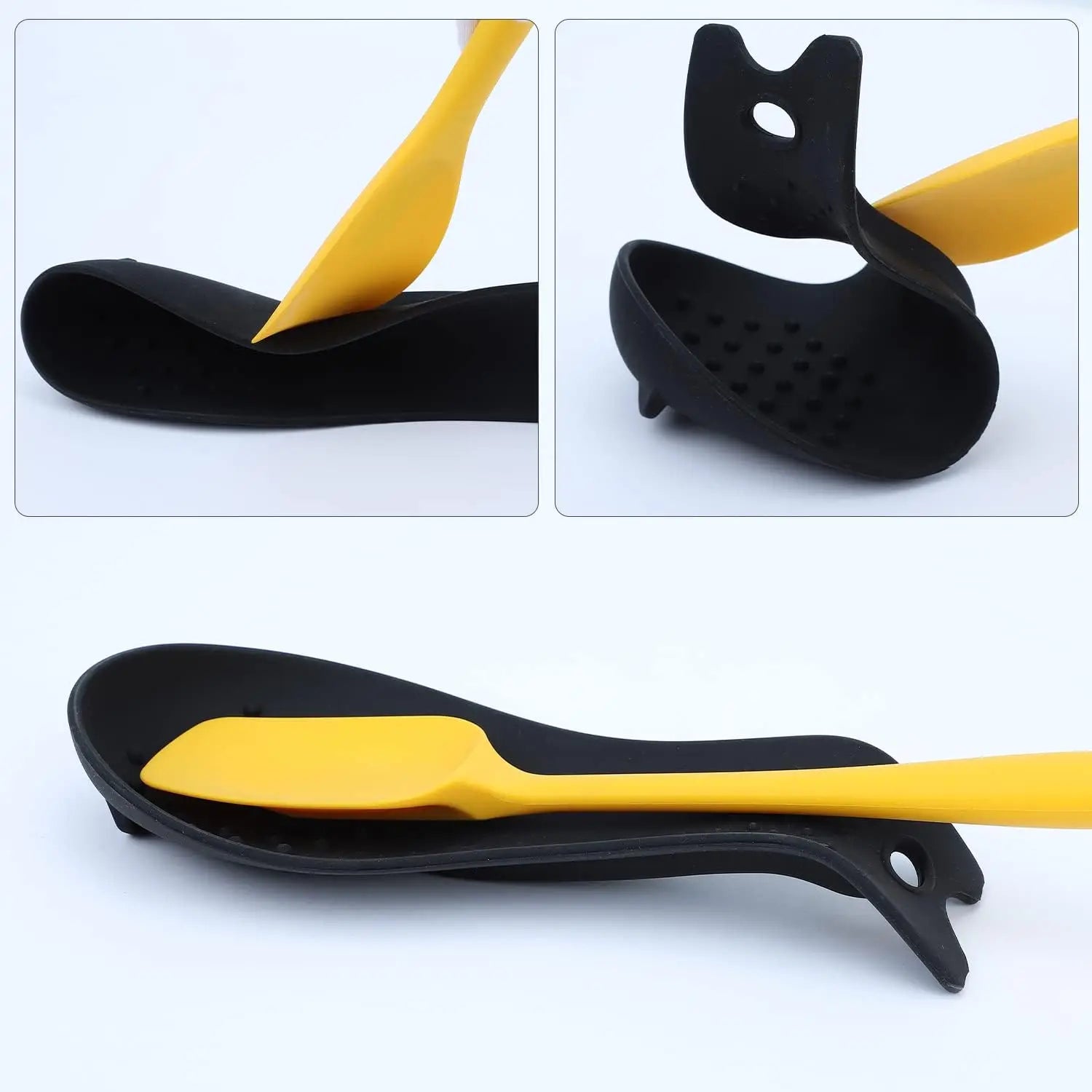 Kitchen Utensils Heat Resistant Food Grade Silicone Spoon Stand Rest Rack Holder , Cooking Utensils Holder , Two-Piece Set l'atelier des ustensiles